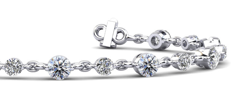 Alternating Diamond And Chain Link Bracelet Lab-Grown Diamond  with 4.59 ct.(finished) 3.5mm, 4.5mm