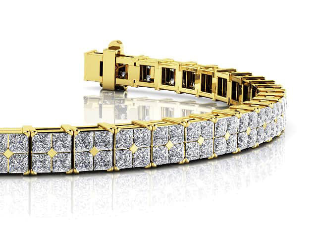 Princess Cut Diamond Illusion Bracelet Lab-Grown Diamond  with 4.68 ct.(finished) 1.5mm