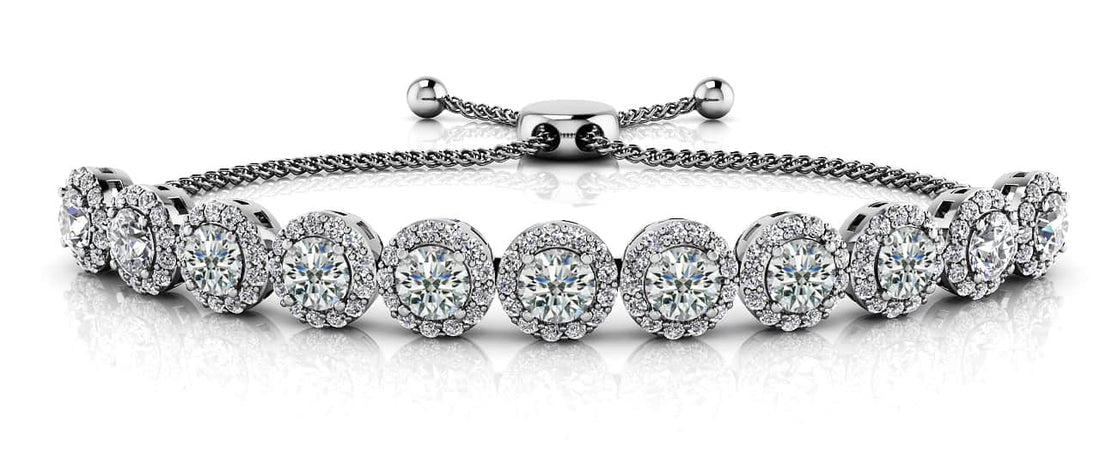 Round Halo Adjustable Diamond Bracelet Lab-Grown Diamond  with 2.04 ct.(finished) 1mm, 3.2mm