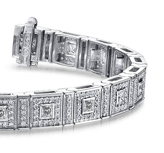 Bezel Set Princess Diamond Bracelet Lab-Grown Diamond  with 3.24 ct.(finished) 1.1mm, 2mm