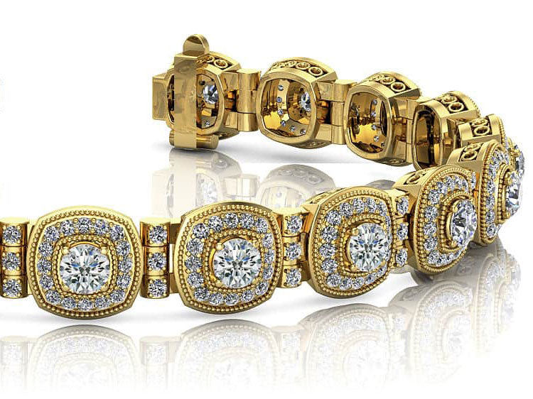 Red Carpet Bracelet With Diamond Tube Links Lab-Grown Diamond  with 4.69 ct.(finished) 1.1mm, 3.4mm