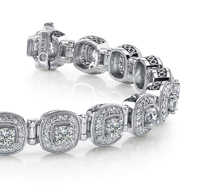 Fanciful Round Diamond Bracelet With Tube Links Lab-Grown Diamond  with 4.72 ct.(finished) 1.1mm, 3.4mm