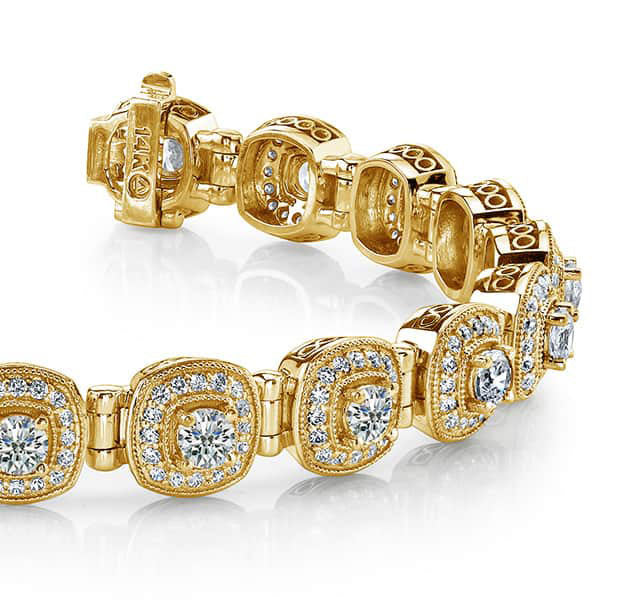 Fanciful Round Diamond Bracelet With Tube Links Lab-Grown Diamond  with 2.86 ct.(finished) 1mm, 2.5mm