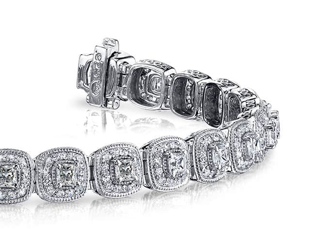 Grand Princess Cut Diamond Bracelet Lab-Grown Diamond  with 4.45 ct.(finished) 1.1mm, 2.5mm