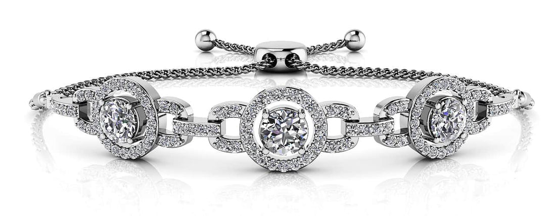 Diamond Circles Adjustable Bracelet Lab-Grown Diamond  with 1.39 ct.(finished) 1.1mm, 4mm