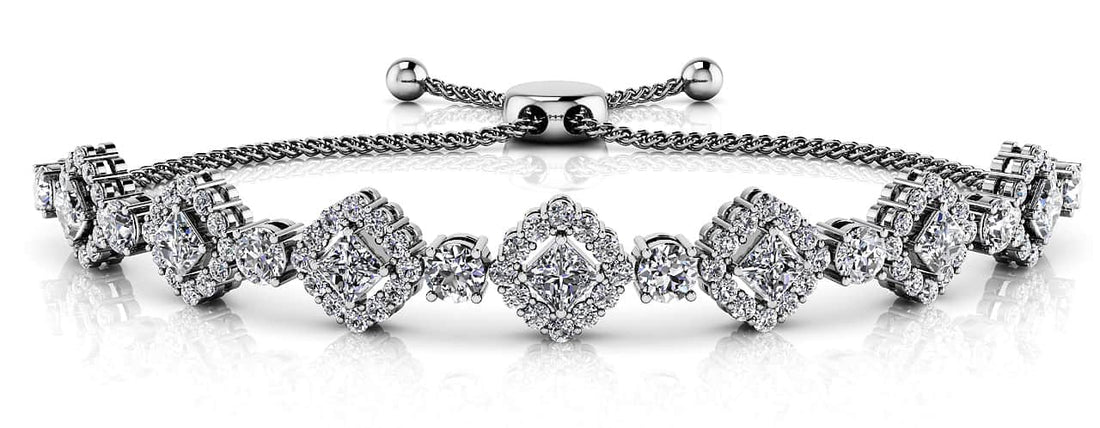 Square Link Adjustable Diamond Bracelet Lab-Grown Diamond  with 1.97 ct.(finished) 1.2mm, 2.5mm, 2.7mm