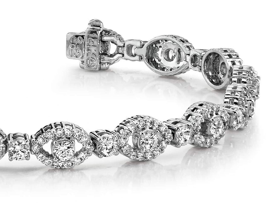 Almond Link Diamond Bracelet Lab-Grown Diamond  with 4.18 ct.(finished) 1.2mm, 2.7mm