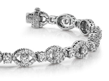 Almond Link Diamond Bracelet Lab-Grown Diamond  with 4.18 ct.(finished) 1.2mm, 2.7mm