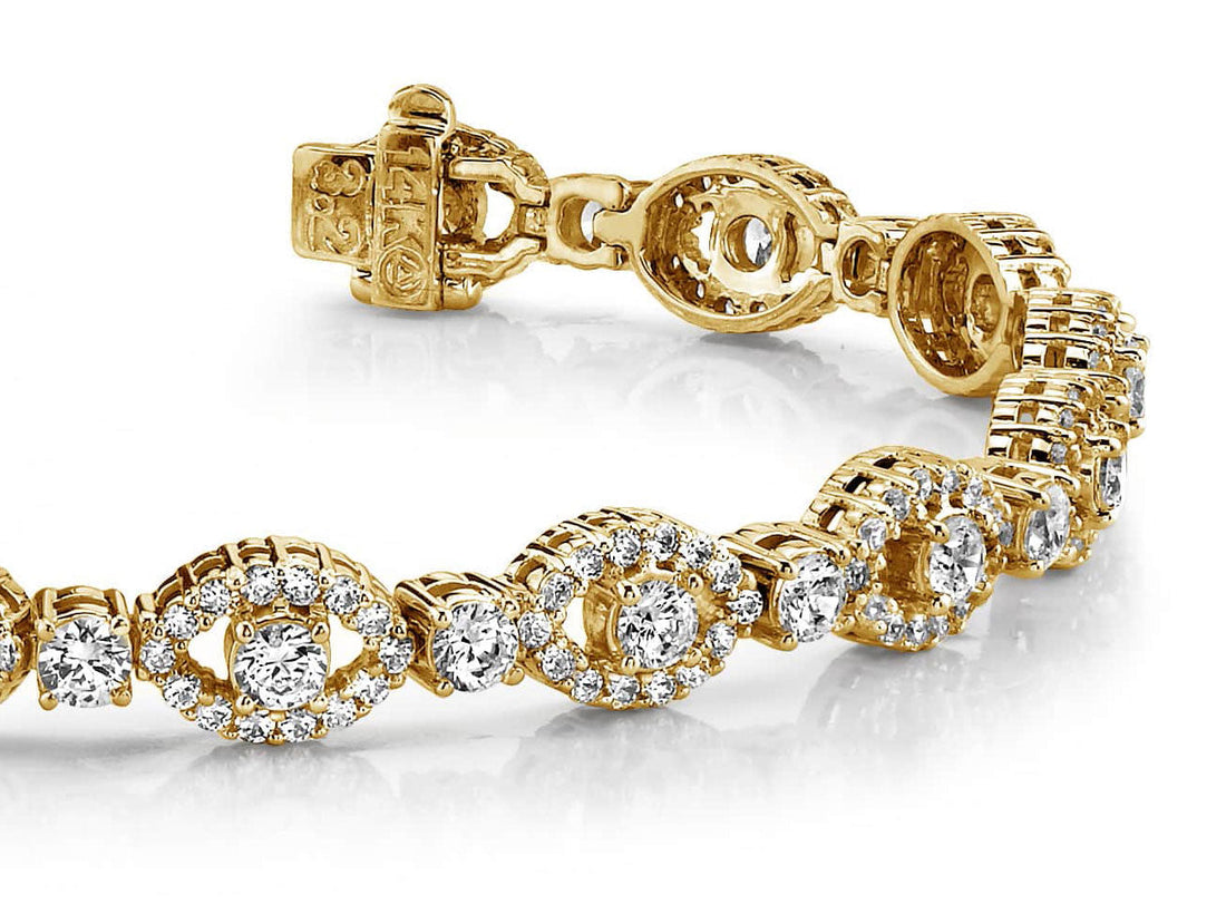 Almond Link Diamond Bracelet Lab-Grown Diamond  with 5.70 ct.(finished) 1.3mm, 3.2mm