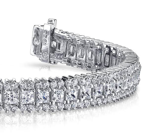 Round And Princess Diamond Bracelet Lab-Grown Diamond  with 5.76 ct.(finished) 1.2mm, 2.2mm