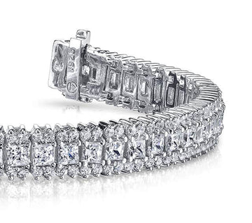 Round And Princess Diamond Bracelet Lab-Grown Diamond  with 7.90 ct.(finished) 1.4mm, 2.5mm