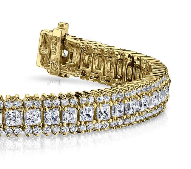 Round And Princess Diamond Bracelet Diamond  with 10.58 ct.(finished) 1.6mm, 2.8mm