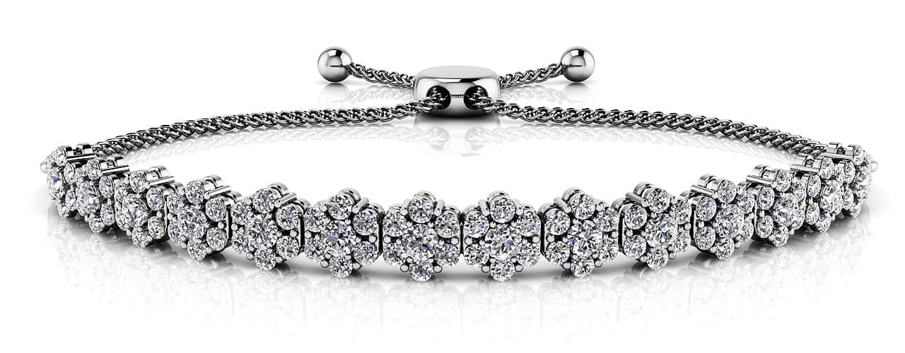 Adjustable Fleur Diamond Bracelet Lab-Grown Diamond  with 1.72 ct.(finished) 1.5mm, 2mm