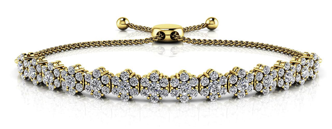 Adjustable Fleur Diamond Bracelet Lab-Grown Diamond  with 1.93 ct.(finished) 1.7mm, 2.2mm