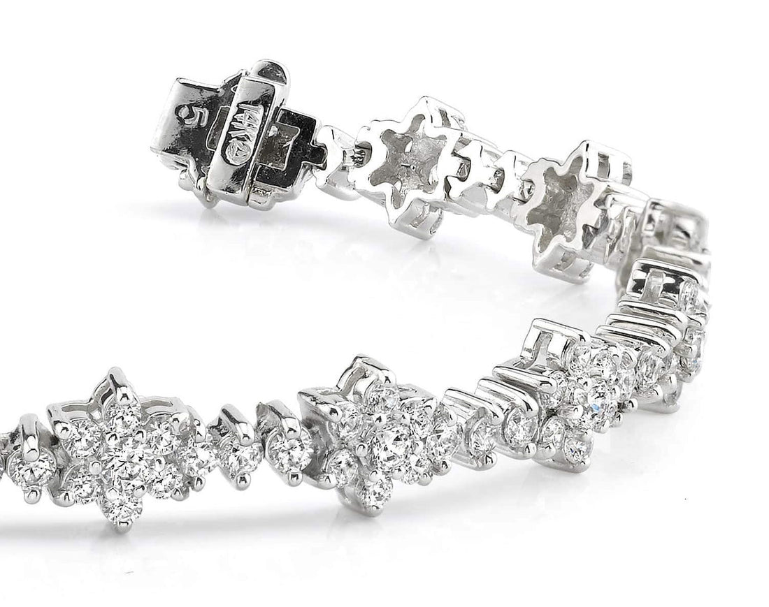 Diamond Cluster Bracelet Lab-Grown Diamond  with 5.10 ct.(finished) 1.9mm, 2.2mm, 2.6mm