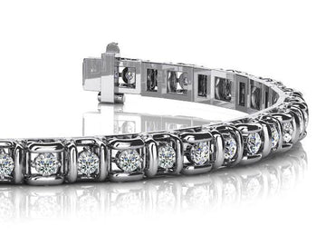 Cross Directional Link Diamond Bracelet Lab-Grown Diamond  with 2.52 ct.(finished) 2.5mm