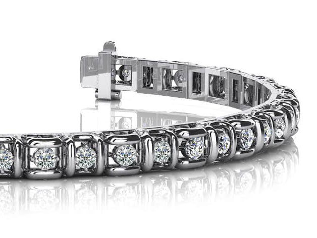 Cross Directional Link Diamond Bracelet Lab-Grown Diamond  with 3.04 ct.(finished) 2.7mm