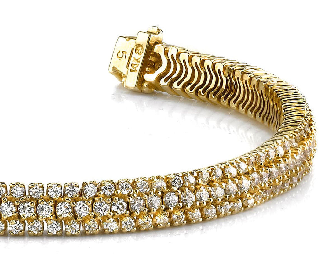 Showstopper Triple Row Diamond Bracelet Lab-Grown Diamond  with 8.98 ct.(finished) 2mm, 2.5mm