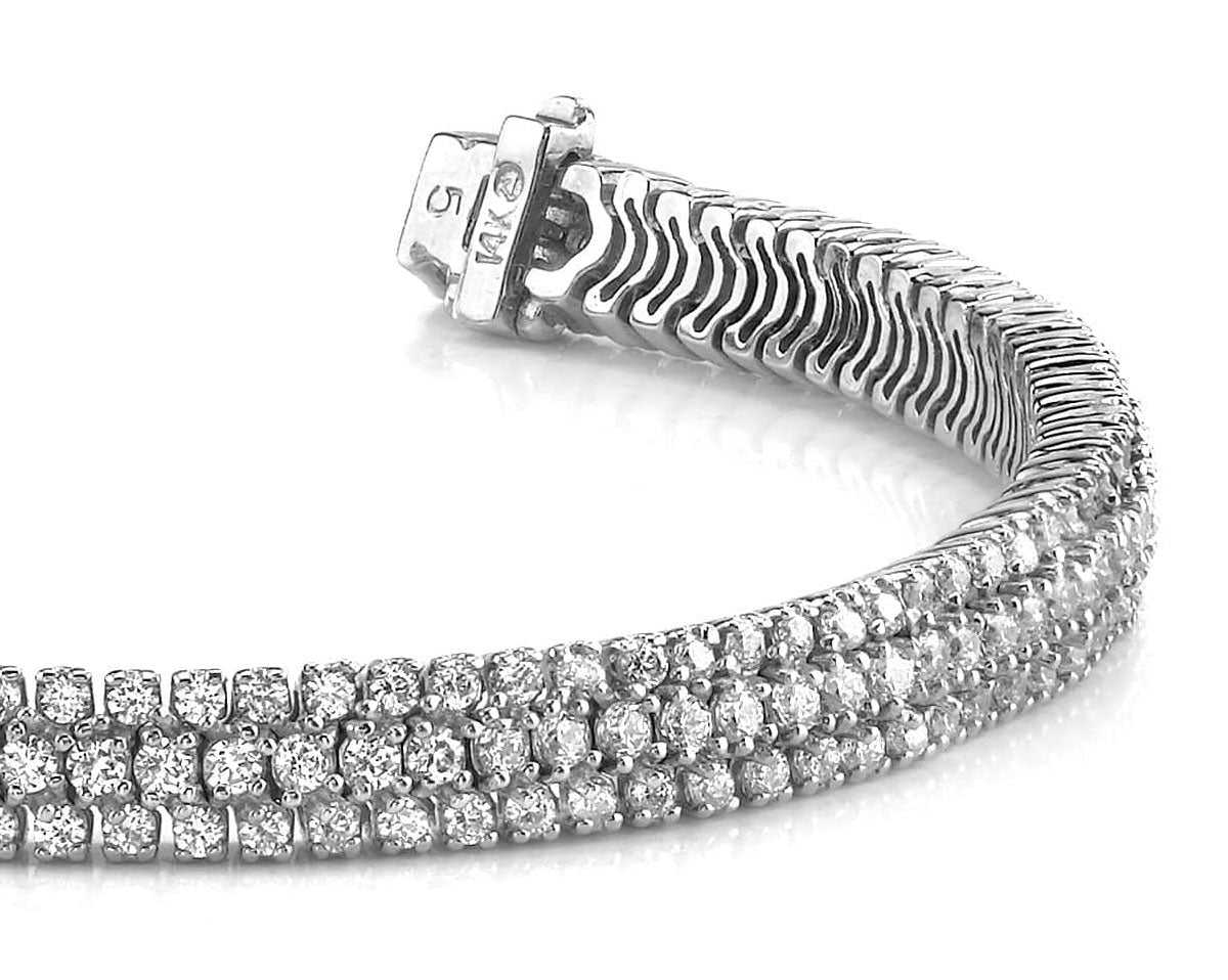 Showstopper Triple Row Diamond Bracelet Lab-Grown Diamond  with 4.54 ct.(finished) 1.5mm, 1.8mm