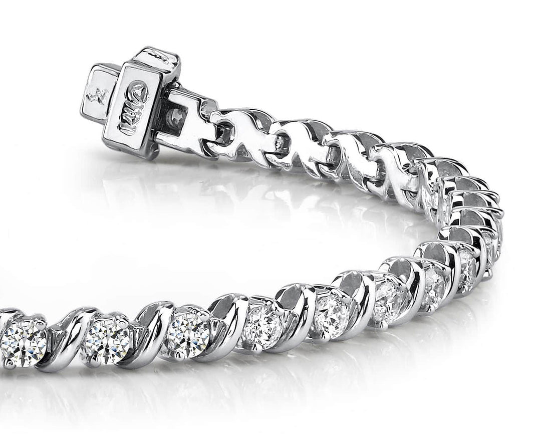 Wavy Hood Link Diamond  Tennis Bracelet with 8.02 ct.(finished) 4.4mm