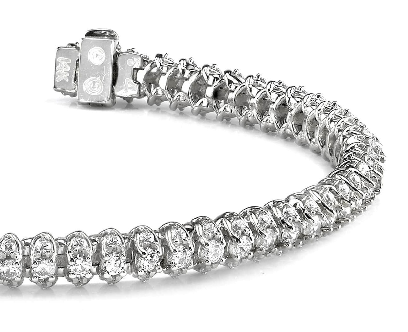 Three Row Diamond Scoop Link Bracelet Lab-Grown Diamond  with 3.16 ct.(finished) 1.25mm, 2mm