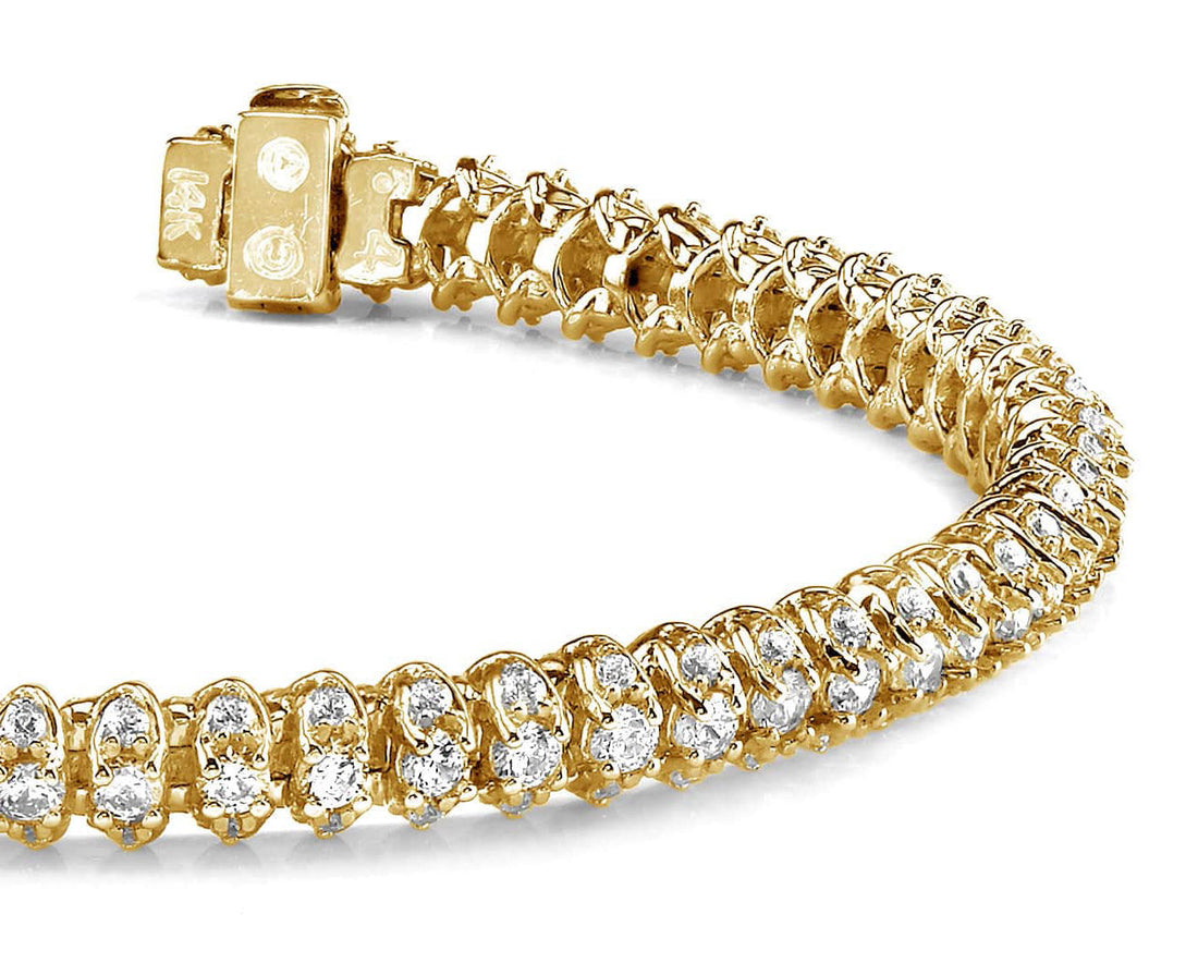 Three Row Diamond Scoop Link Bracelet Diamond  with 7.01 ct.(finished) 1.7mm, 3mm