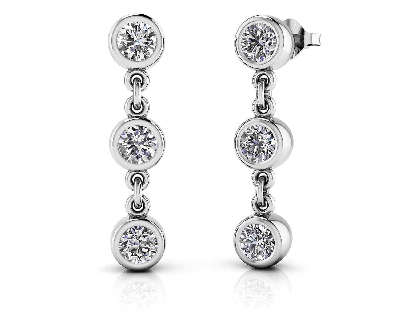 Six Stone Diamond Drop Earrings Diamond  with 1.50 ct.(finished) 4mm