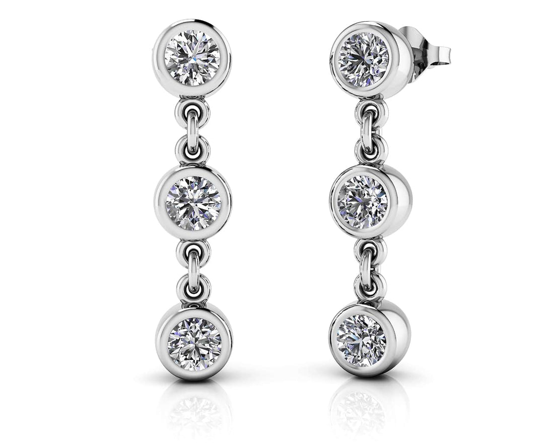 Six Stone Diamond Drop Earrings Diamond  with 0.96 ct.(finished) 3.5mm