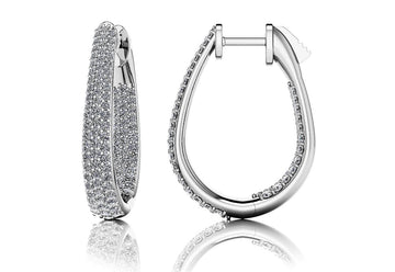 Ravishing Diamond Oval Earrings Diamond  with 2.35 ct.(finished) 1.3mm, 1.5mm, 1.7mm