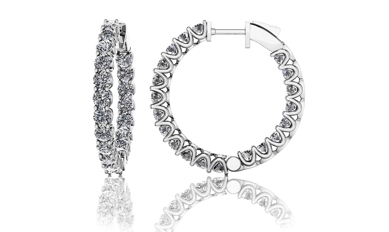 Small Diamond Huggie Hoop Earrings Diamond  with 1.72 ct.(finished) 2mm