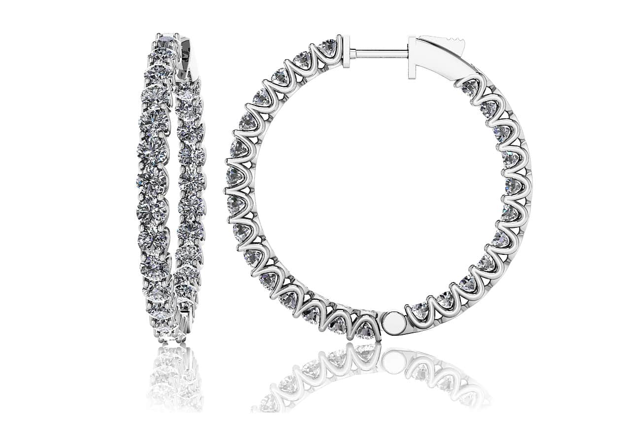 Medium Hoop Diamond Earrings Diamond  with 3.72 ct.(finished) 2.5mm