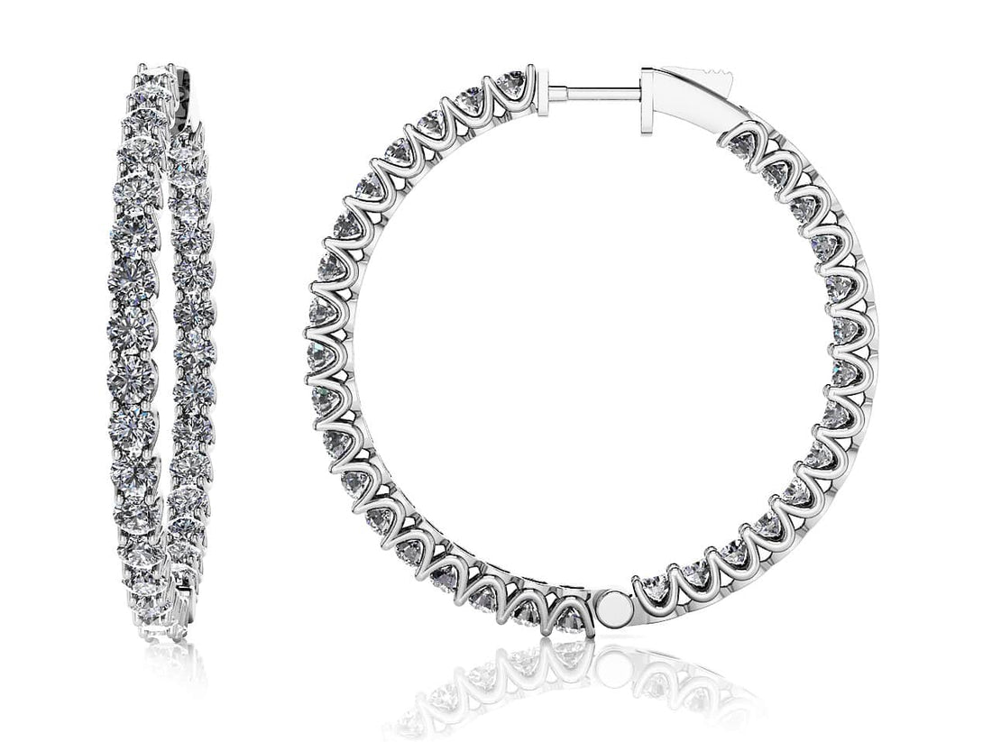 Large Hoop Diamond Earrings Diamond  with 2.97 ct.(finished) 2mm