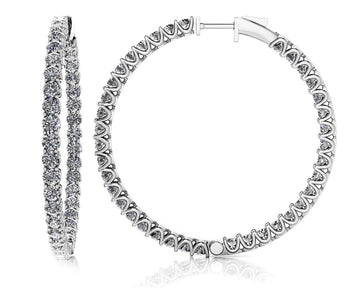 Extra Large Hoop Diamond Earrings Lab-Grown Diamond  with 3.30 ct.(finished) 2mm