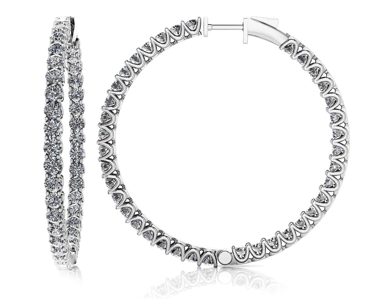 Extra Large Hoop Diamond Earrings Diamond  with 3.30 ct.(finished) 2mm