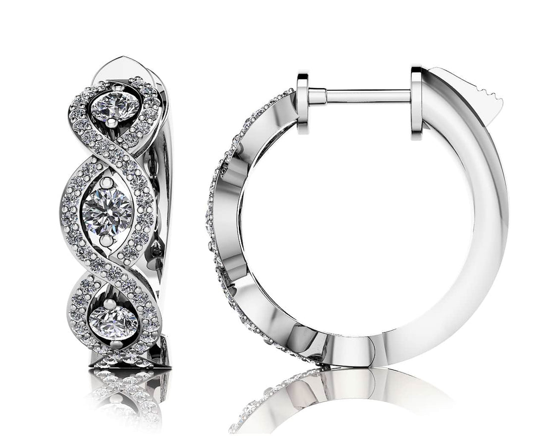 Infinity Diamond Hoop Earrings Lab-Grown Diamond  with 1.09 ct.(finished) 1mm, 3mm