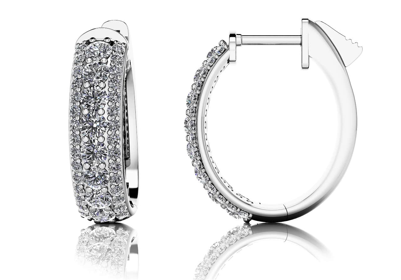 Glamorous Diamond Oval Hoop Earrings Diamond  with 2.32 ct.(finished) 1.3mm, 3mm