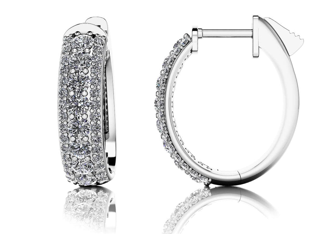 Glamorous Diamond Oval Hoop Earrings Lab-Grown Diamond  with 2.32 ct.(finished) 1.3mm, 3mm