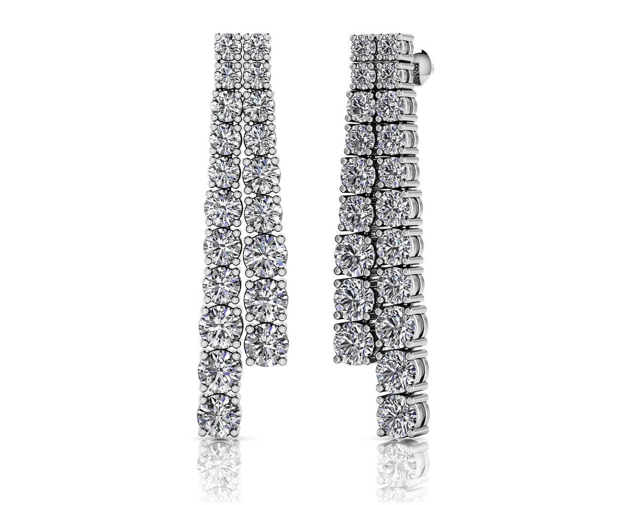 Graduated Diamond Double Row Earrings Diamond  with 3.83 ct.(finished)