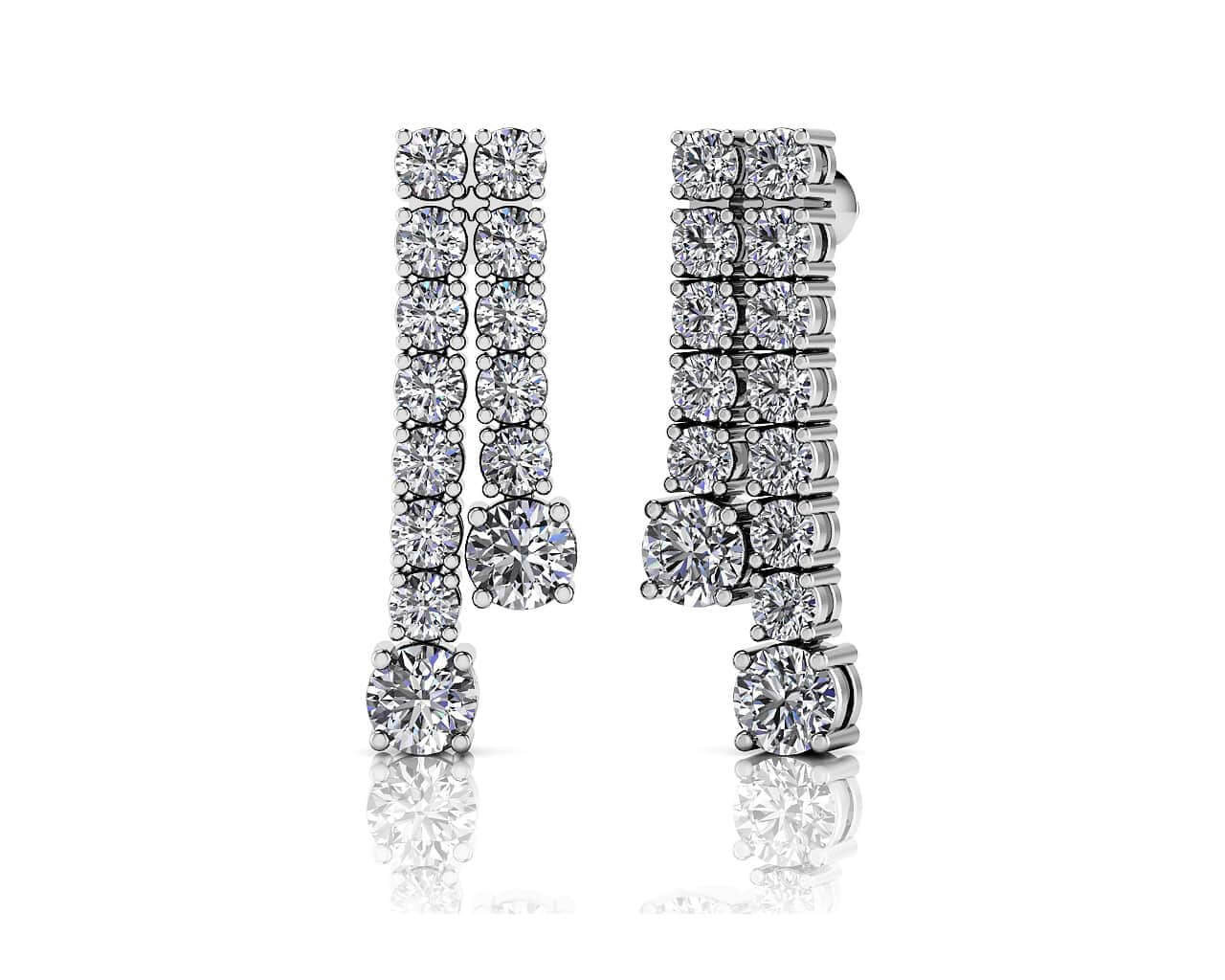 Double Strand Graduated Diamond Dangle Earrings Lab-Grown Diamond  with 2.44 ct.(finished) 2.5mm, 4mm