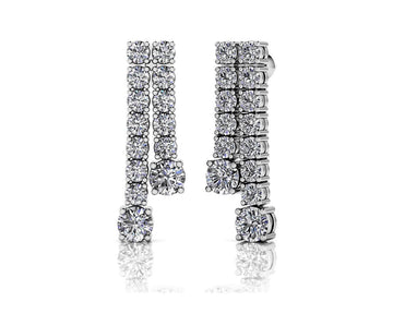 Double Strand Graduated Diamond Dangle Earrings Lab-Grown Diamond  with 2.44 ct.(finished) 2.5mm, 4mm