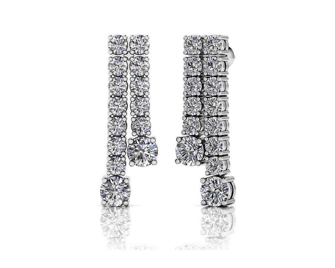 Double Strand Graduated Diamond Dangle Earrings Diamond  with 2.44 ct.(finished) 2.5mm, 4mm