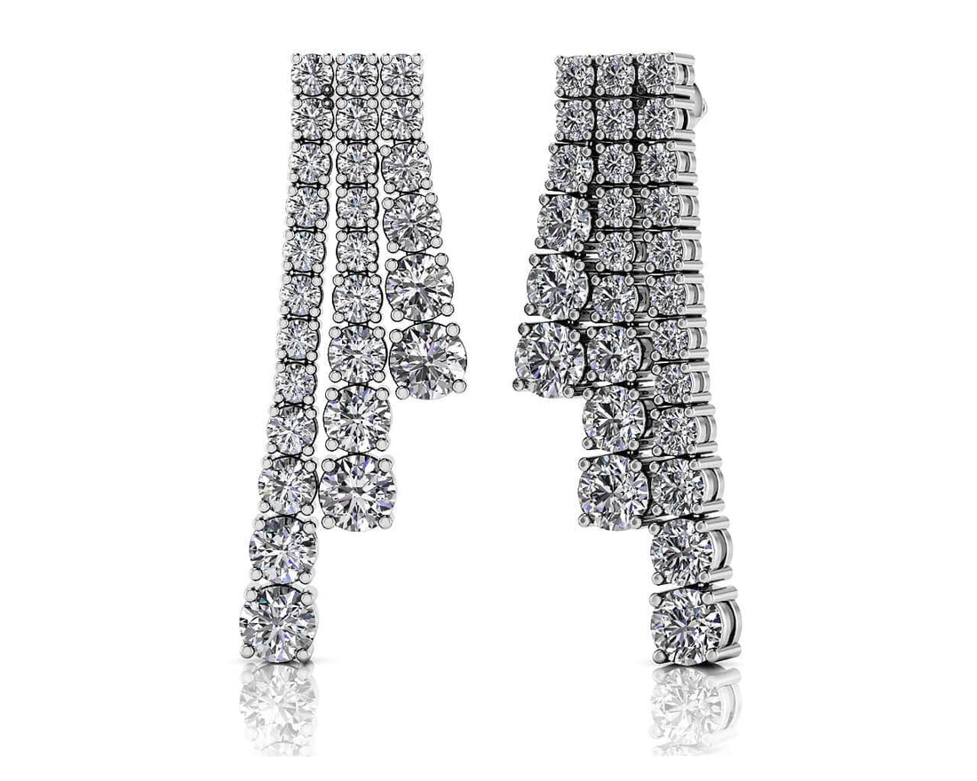 Graduated Diamond Triple Row Drop Earrings Diamond  with 4.44 ct.(finished)