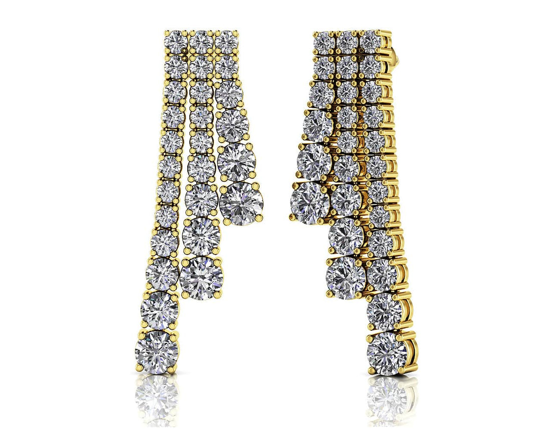 Graduated Diamond Triple Row Drop Earrings Lab-Grown Diamond  with 3.93 ct.(finished)