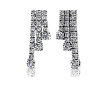 Triple Strand Diamond Dangle Drop Earrings Lab-Grown Diamond  with 2.21 ct.(finished) 2mm, 3.5mm