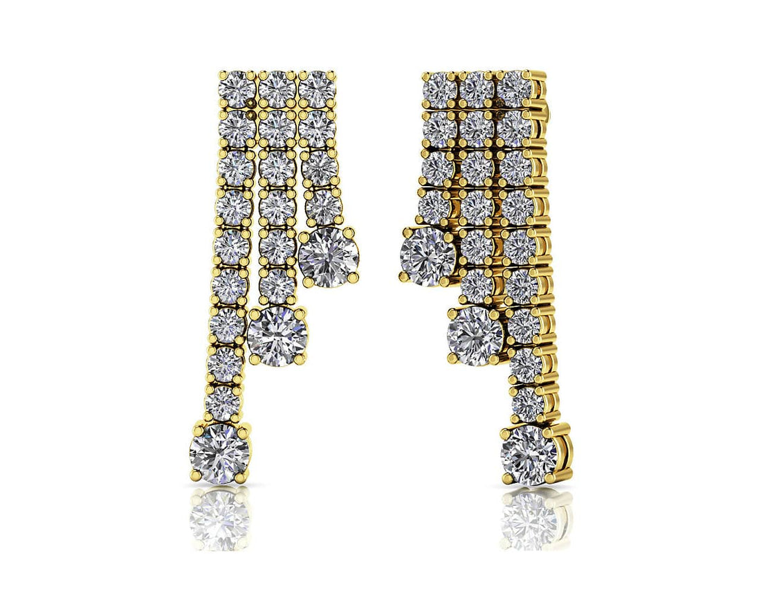 Triple Strand Diamond Dangle Drop Earrings Lab-Grown Diamond  with 2.21 ct.(finished) 2mm, 3.5mm