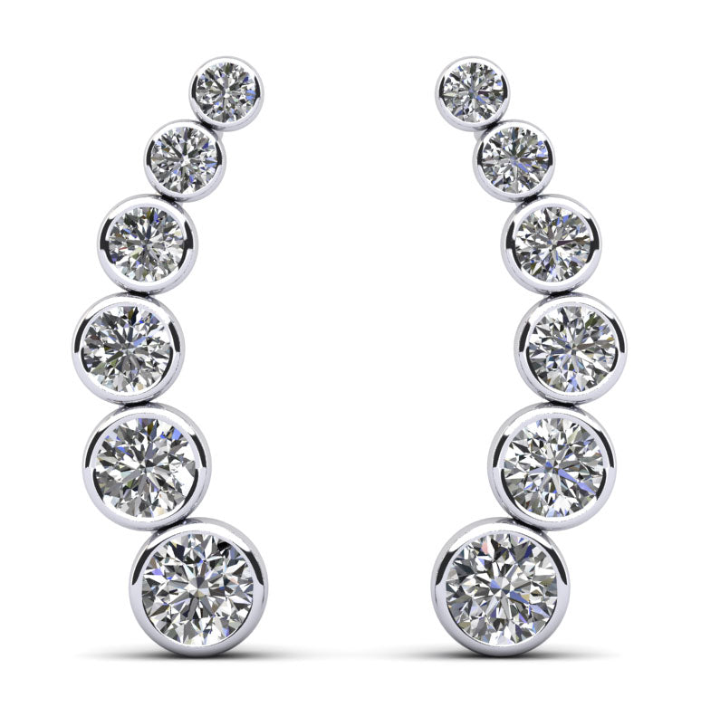 Bezel Set Diamond Journey Earrings Diamond  with 2.01 ct.(finished)