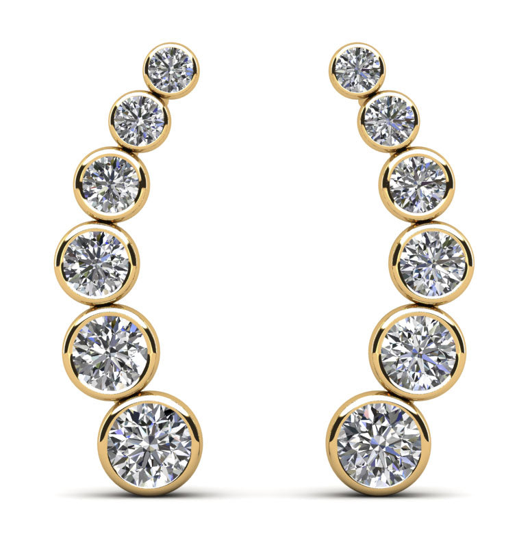 Bezel Set Diamond Journey Earrings Diamond  with 2.01 ct.(finished)