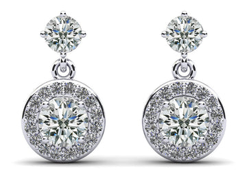 Heavenly Halo Drop Earrings Diamond  with 2.00 ct.(finished) 1.1mm, 3.8mm, 5.5mm