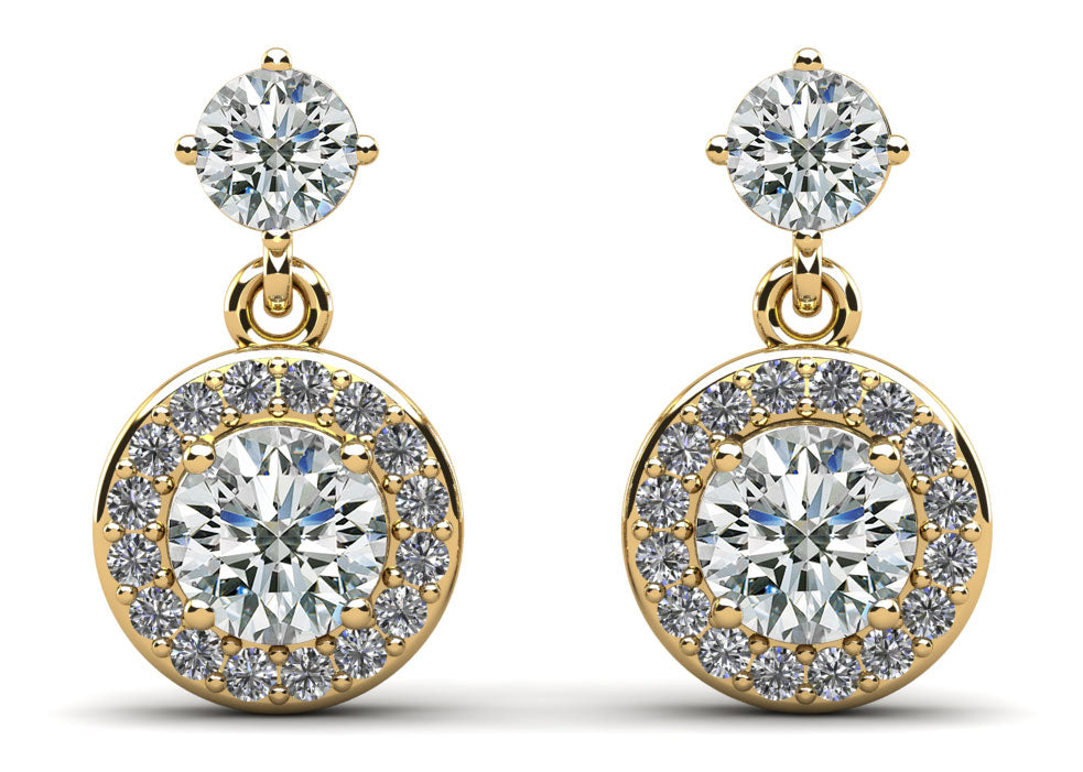 Heavenly Halo Drop Earrings Diamond  with 1.44 ct.(finished) 1.1mm, 3.8mm, 4.7mm