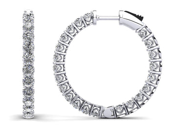 Sweetheart Single Row Inside Out Diamond Hoop Earrings Small Diamond  with 4.20 ct.(finished) 3mm